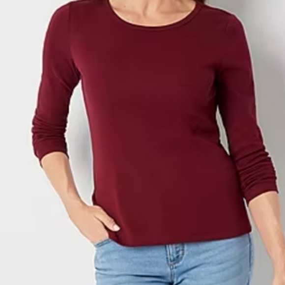 Karen Scott Tops - Karen Scott Burgundy 3/4-Length Sleeve Top, NWT, Size: Petite Small